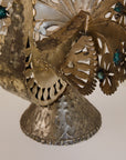 Pair of Mexican Tin Metal Peacocks