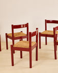 Set of x6 Oxblood Carimate Side Chairs by Vico Magistretti