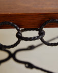 Brutalist Chain Iron and Oak Top Coffee Table