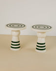 Italian Pair of Green and White Ceramic Side Tables