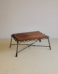 Brutalist Chain Iron and Oak Top Coffee Table