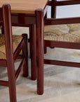 Mid-Century Modern Dining Set – Rectangular Wood Table with 6 Rush-Seat Chairs