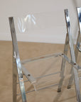 Pair of Lucite and Chrome Folding Chairs