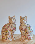 Pair of XL Ceramic Floral Cats