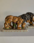 A Magnificent Pair of Vintage Medici-Style Pottery Lions