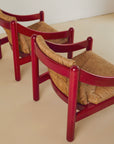 Cassina Carimate Armchair Pair Stained Red