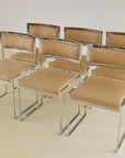 Set of x6 Willy Rizzo Chrome Dining Chairs With Prada Fabric