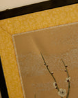 Vintage Japanese Folding Screen - Gold Leaf with Birds and Plum Blossoms