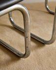 Pair of Vintage Postmodern Italian Black Leather & Tubular Chrome Cantilever Armchairs (c. 1970s–1980s)