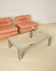 Carrara Marble and Chrome Coffee Table