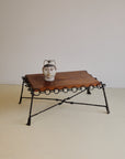 Brutalist Chain Iron and Oak Top Coffee Table