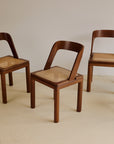 Cane and Curve Back Dining Chairs from RB Rossana 1960s, Set of 4