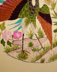 Vintage Large Framed Chinese Silk Embroidery Panel – Peacock & Peony Floral Border