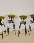 Set of x4 French Art Deco Forged Bar Stools