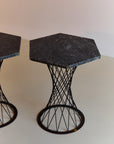 Pair of Granite and Metal Side Tables