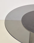 Chrome Base Dining Table with Smoked Glass Top in the Style of Antonia Astori