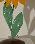Vintage 1970s Italian Hand-Painted Metal Sunflower Table Lamp