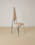 White Leather Geometric Dining Chairs By Rach Finazzi Set of x4