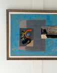 “Blue Collage” painting by A. Grant