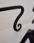 Antique Pair of Forged in Fire Wrought Iron Dragon Andirons / Fireplace Firedogs