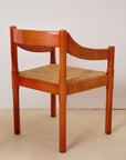 Set of x4 Original Red Stain Carimate Carver Chairs by Vico Magistretti