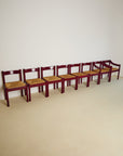 Set of x8 Burgundy Carimate Chairs by Vico Magistretti