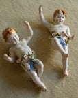 Vintage Italian Porcelain Wall Cherubs — Matching Pair