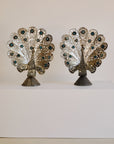 Pair of Mexican Tin Metal Peacocks