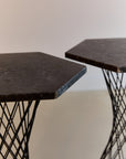 Pair of Granite and Metal Side Tables