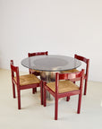 Chrome Base Dining Table with Smoked Glass Top in the Style of Antonia Astori
