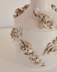Floral Porcelain Lamp With Wicker Shade