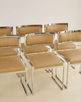 Set of x6 Willy Rizzo Chrome Dining Chairs With Prada Fabric