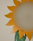 Vintage 1970s Italian Hand-Painted Metal Sunflower Table Lamp