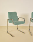Chrome and Aqua Velvet Desk Chair (Sold Individually)