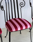 Set of x4 Iron Chairs With Colours of Arley Stripe Seats