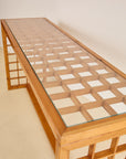 1970s Pine Lattice Console Table