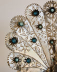Pair of Mexican Tin Metal Peacocks