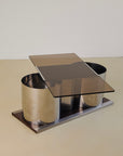 Chrome and Glass Coffee Table Forming Bar by Lodovico Acerbis