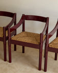 Set of x4 Carimate Carver Chairs in Burgundy