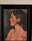 Intimate Vintage Oil Painting Of a Woman in Profile
