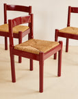 Set of x6 Oxblood Carimate Side Chairs by Vico Magistretti