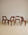 Cane and Curve Back Dining Chairs from RB Rossana 1960s, Set of 4