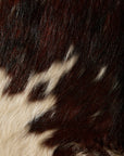 Genuine Cowhide Cube Ottoman – Tri-Color Brown & White Hair-on-Hide Footstool
