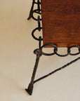 Brutalist Chain Iron and Oak Top Coffee Table