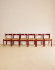 Set of x6 Oxblood Carimate Side Chairs by Vico Magistretti