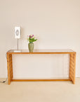 1970s Pine Lattice Console Table