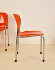 Set of x4 Orange Plastic Chairs