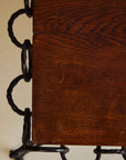 Brutalist Chain Iron and Oak Top Coffee Table