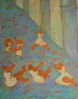 Large 1989 French Postmodern Neo-Symbolist Painting – Vestales dans les Jardins by B. Blanc-Fontonille