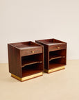 Rosewood and Brass Mid Century Bedside Tables
